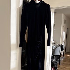 Reformation Midnight Blue Velvet Long Sleeve Dress